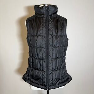 New York & Company Black Quilted Puffer Vest Full Zip Mock Neck Womens Medium